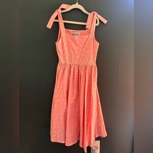 Charming Coral Kids Dress with Bow Straps
